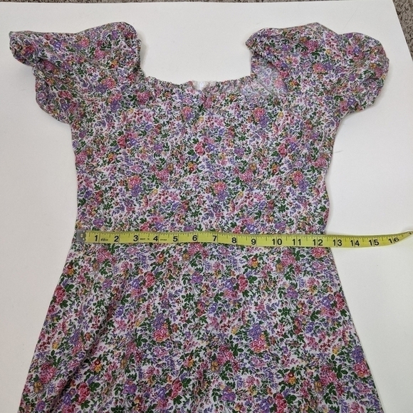 Vintage Floral Cottagecore Prairie Square Neck Puff Sleeve Maxi Dress - Picture 11 of 11